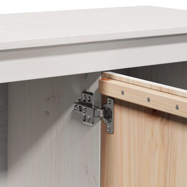 Weißer TV-Schrank Kiefer Massivholz 103 cm
