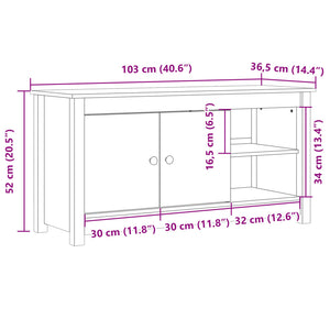 Weißer TV-Schrank Kiefer Massivholz 103 cm