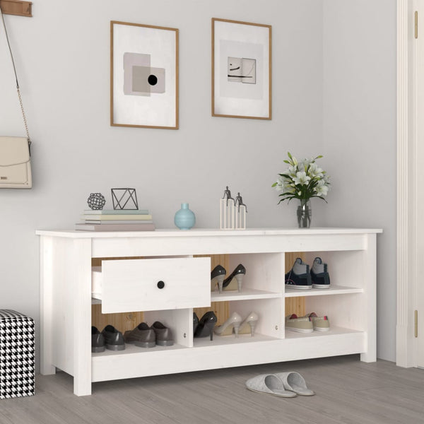 Weißer Schuhschrank Kiefer Massivholz 110cm