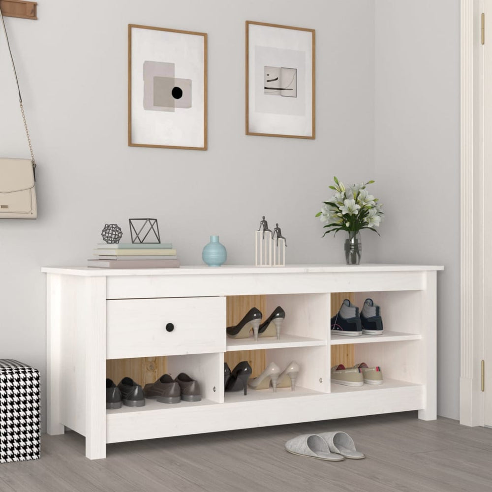 Weißer Schuhschrank Kiefer Massivholz 110cm