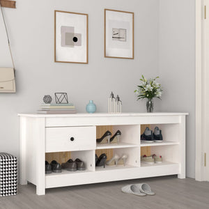 Weißer Schuhschrank Kiefer Massivholz 110cm
