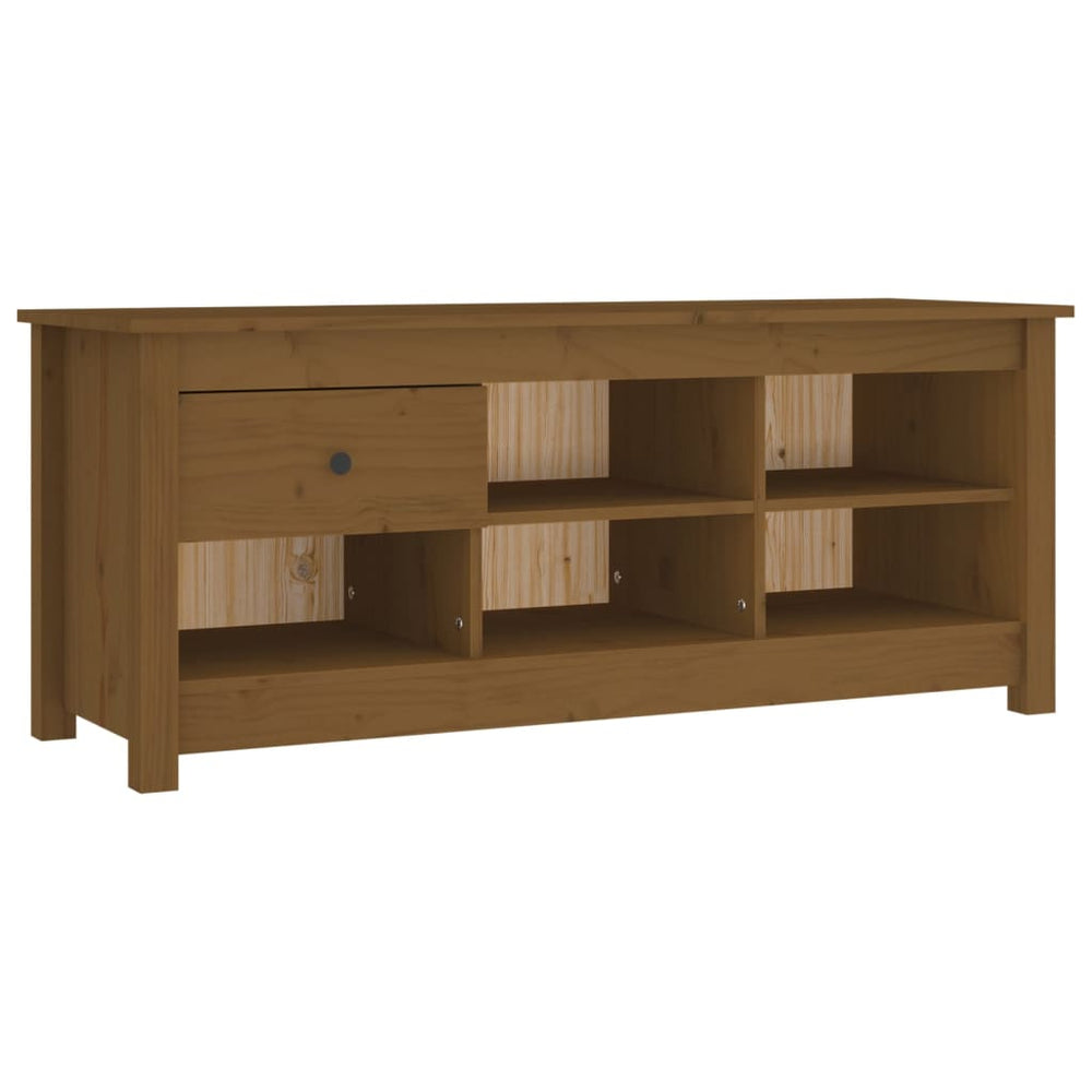 Schuhschrank Kiefer Massivholz Honigbraun 110 cm