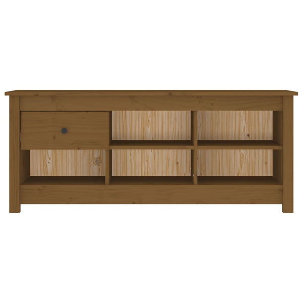 Schuhschrank Kiefer Massivholz Honigbraun 110 cm