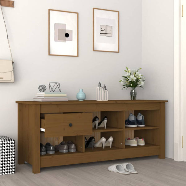 Schuhschrank Kiefer Massivholz Honigbraun 110 cm