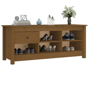 Schuhschrank Kiefer Massivholz Honigbraun 110 cm