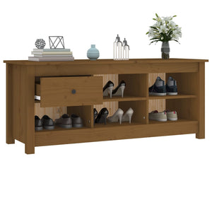 Schuhschrank Kiefer Massivholz Honigbraun 110 cm