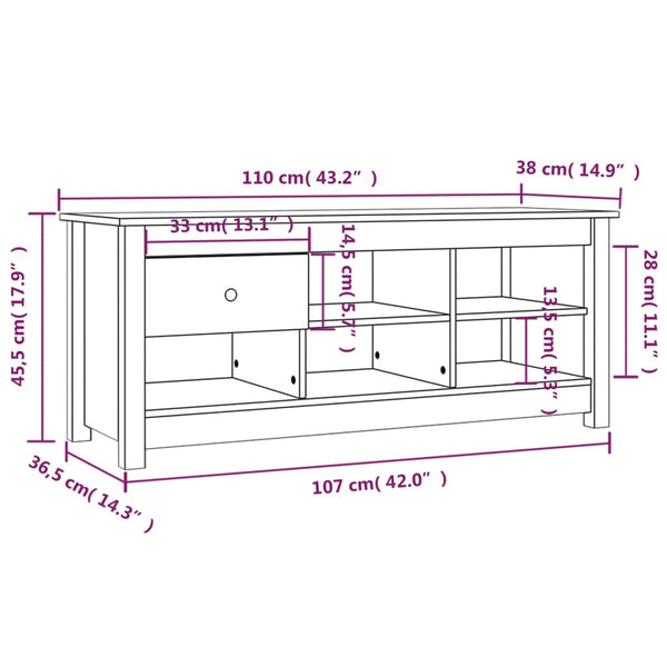 Schuhschrank Kiefer Massivholz Honigbraun 110 cm