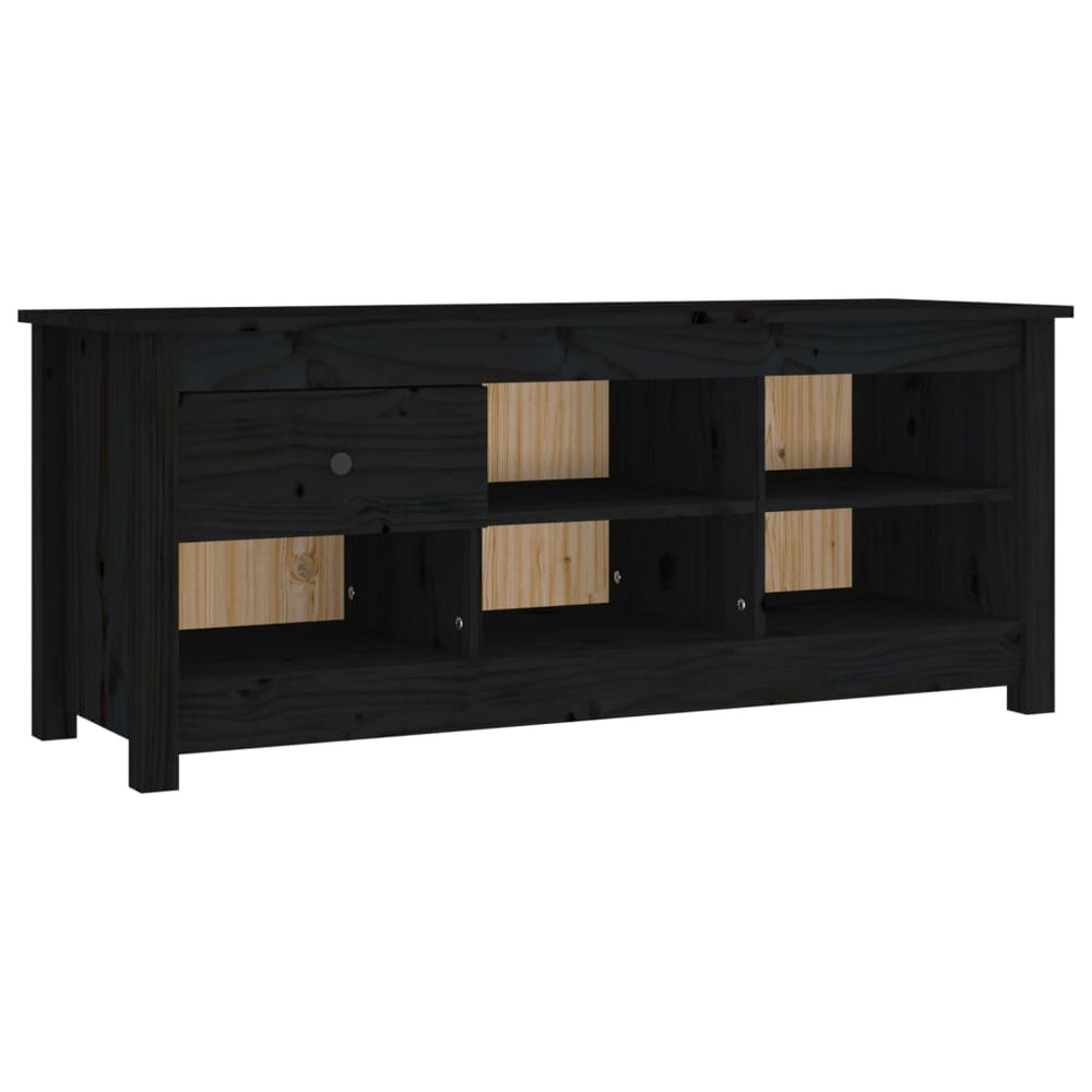 Schuhschrank Schwarz Kiefer Massivholz 110 cm