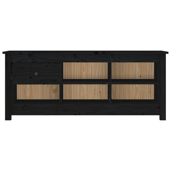 Schuhschrank Schwarz Kiefer Massivholz 110 cm
