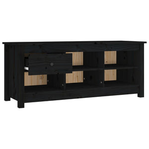 Schuhschrank Schwarz Kiefer Massivholz 110 cm