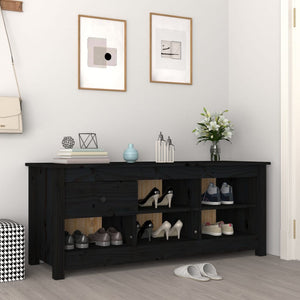 Schuhschrank Schwarz Kiefer Massivholz 110 cm