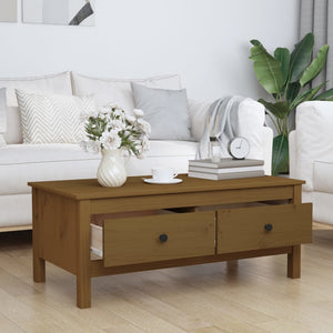 Couchtisch Honigbraun Kiefer Massivholz 100x50 cm