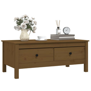 Couchtisch Honigbraun Kiefer Massivholz 100x50 cm