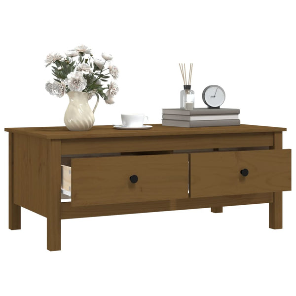 Couchtisch Honigbraun Kiefer Massivholz 100x50 cm