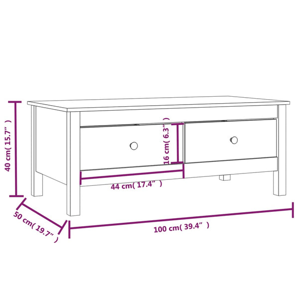 Couchtisch Honigbraun Kiefer Massivholz 100x50 cm