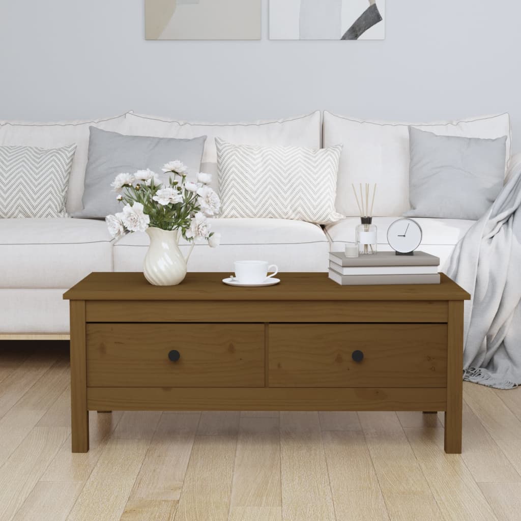 Couchtisch Honigbraun Kiefer Massivholz 100x50 cm