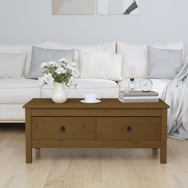 Couchtisch Honigbraun Kiefer Massivholz 100x50 cm