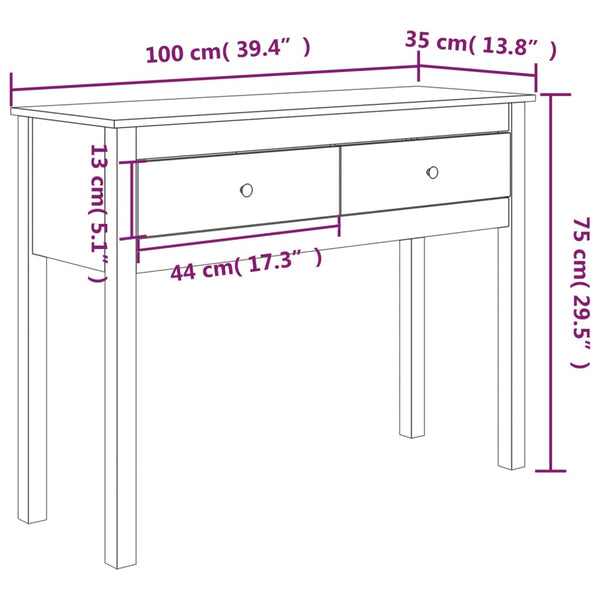 Massivholz Konsolentisch Kiefer 100x35x75cm