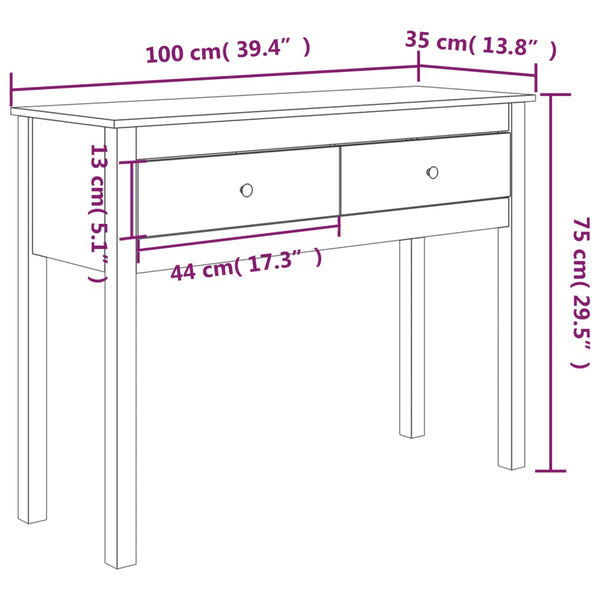Honigbrauner Konsolentisch Kiefer Massivholz 100cm