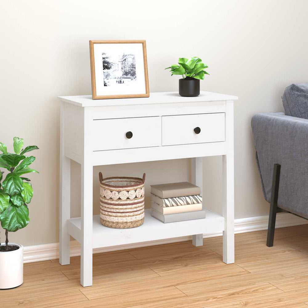 vidaXL Table console blanc 75x35x75 cm Bois de pin massif