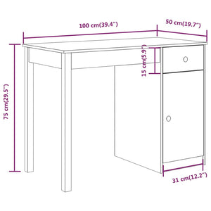 Massivholz Schreibtisch Kiefer 100x50 cm