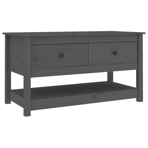 Grauer Couchtisch Kiefer Massivholz 102 cm