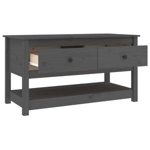 Grauer Couchtisch Kiefer Massivholz 102 cm