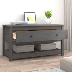 Grauer Couchtisch Kiefer Massivholz 102 cm