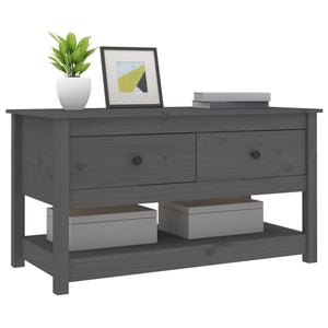 Grauer Couchtisch Kiefer Massivholz 102 cm