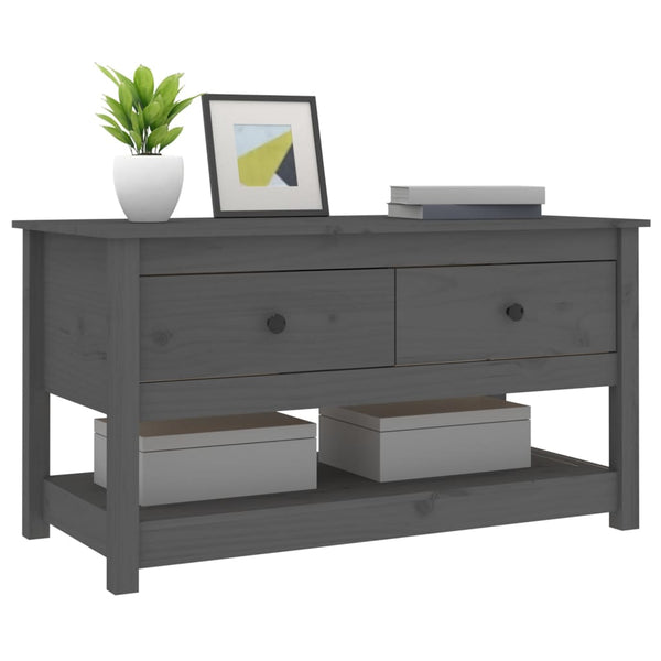 Grauer Couchtisch Kiefer Massivholz 102 cm