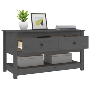 Grauer Couchtisch Kiefer Massivholz 102 cm