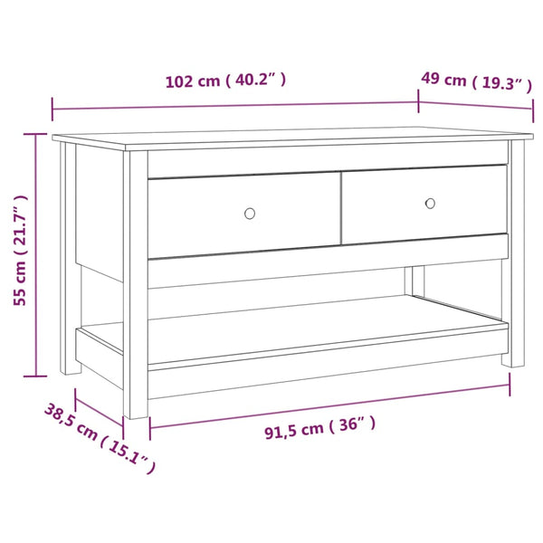 Grauer Couchtisch Kiefer Massivholz 102 cm