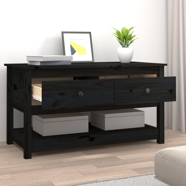 Schwarzer Couchtisch Kiefer Massivholz 102cm