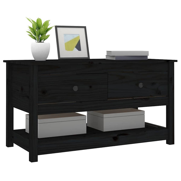 Schwarzer Couchtisch Kiefer Massivholz 102cm