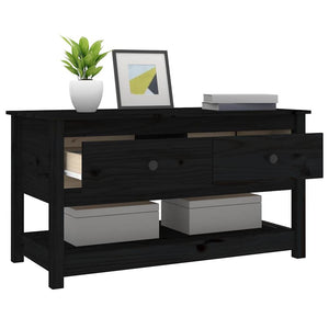 Schwarzer Couchtisch Kiefer Massivholz 102cm