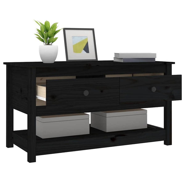 Schwarzer Couchtisch Kiefer Massivholz 102cm