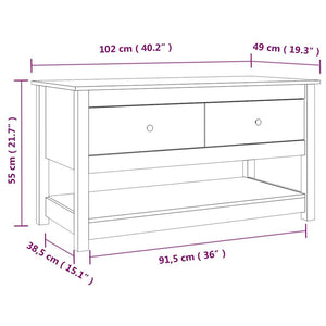 Schwarzer Couchtisch Kiefer Massivholz 102cm