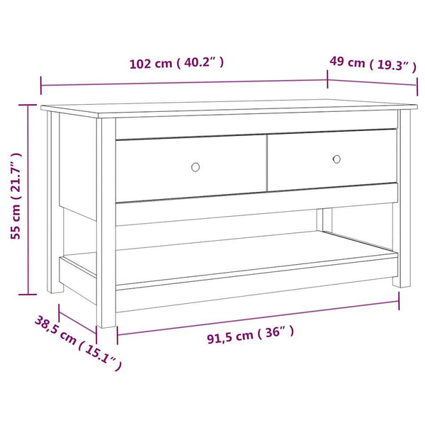 Schwarzer Couchtisch Kiefer Massivholz 102cm