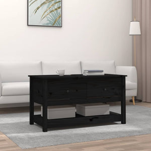 Schwarzer Couchtisch Kiefer Massivholz 102cm