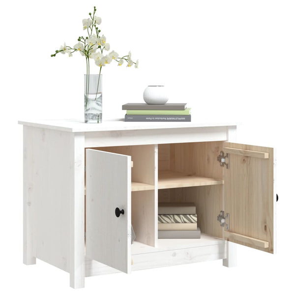 Weißer Couchtisch Kiefer Massivholz 71x49x55 cm