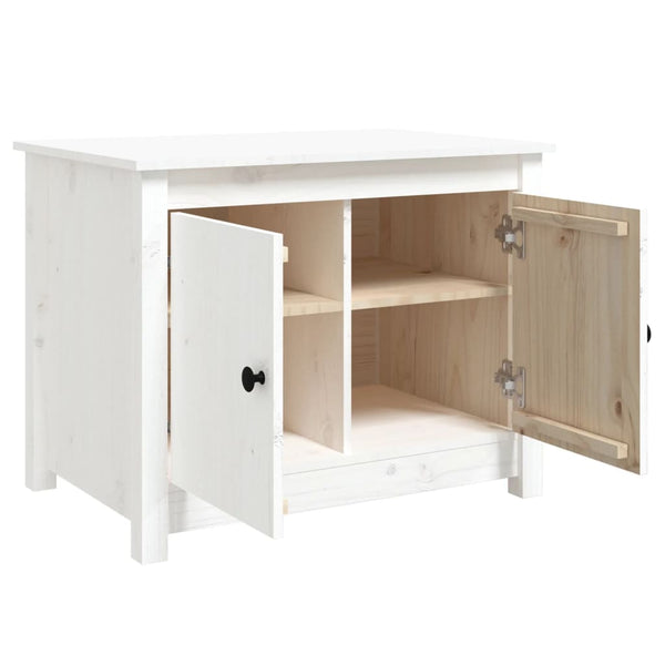 Weißer Couchtisch Kiefer Massivholz 71x49x55 cm