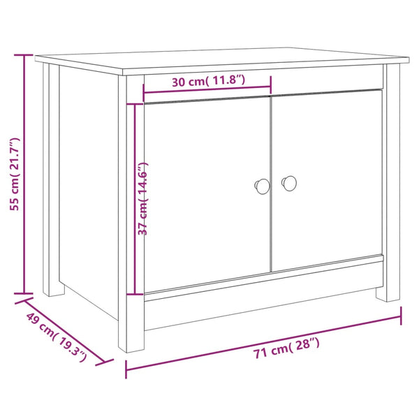 Weißer Couchtisch Kiefer Massivholz 71x49x55 cm