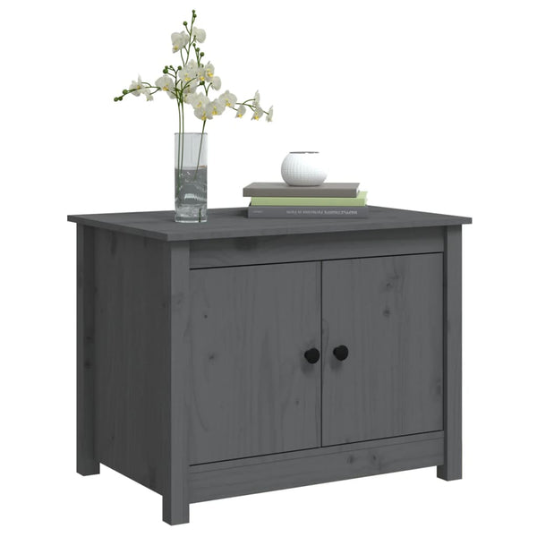 Grauer Couchtisch Kiefer Massivholz 71x49x55 cm