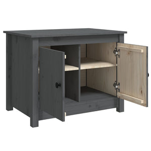 Grauer Couchtisch Kiefer Massivholz 71x49x55 cm