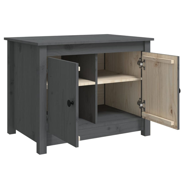 Grauer Couchtisch Kiefer Massivholz 71x49x55 cm