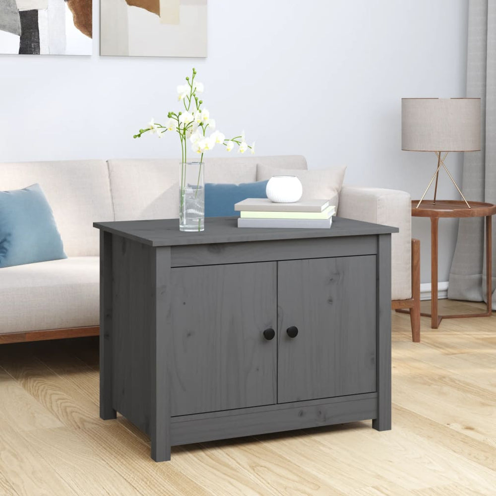 Grauer Couchtisch Kiefer Massivholz 71x49x55 cm