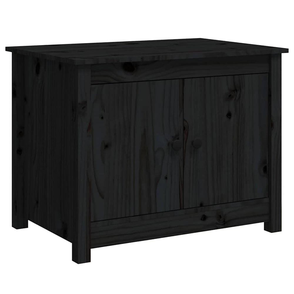 Schwarzer Couchtisch Kiefer Massivholz 71x49x55 cm