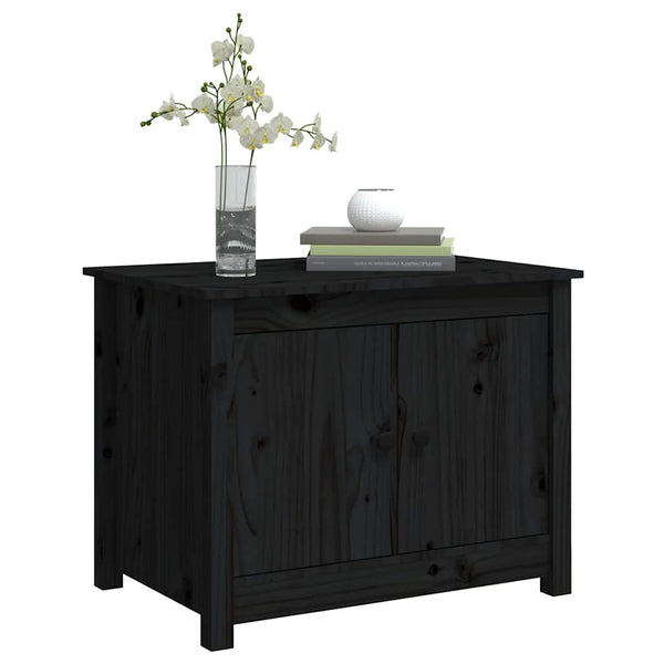 Schwarzer Couchtisch Kiefer Massivholz 71x49x55 cm