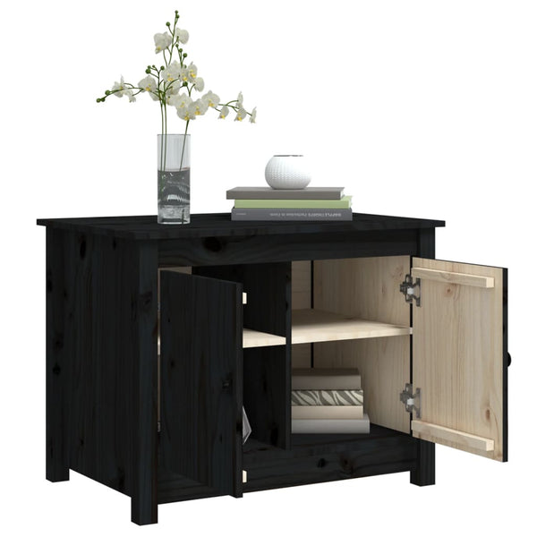 Schwarzer Couchtisch Kiefer Massivholz 71x49x55 cm