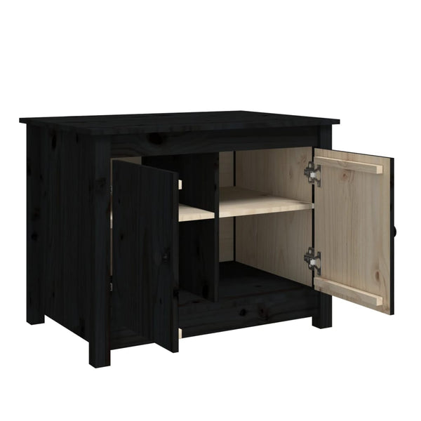 Schwarzer Couchtisch Kiefer Massivholz 71x49x55 cm
